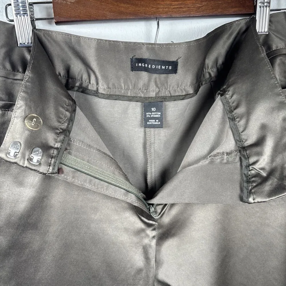 Ingredients Women’s Capri Pants Size 10 Taupe Gray Stretch Cuffed Career Casual